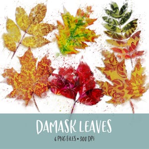 Damask Leaves Clip Art for Commercial Use