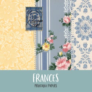 Frances Printable Digital Background and Journal Papers Junk Journal Kit