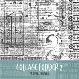 Collage Fodder 2 Printable Digital Background and Journal Papers Junk Journal Kit