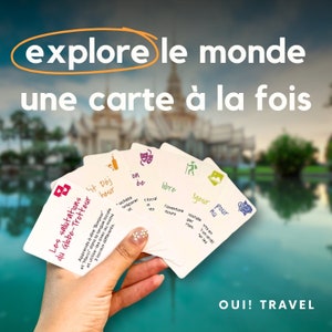 Cartões OuiTravel - O único jogo de desafio de viagem em francês - Presente ideal para viagens - 54 desafios = 54 aventuras