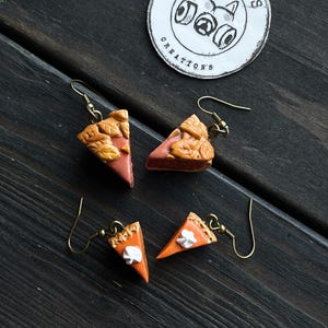 Handmade Pumpkin Pie Earrings: Miniature Polymer Clay Dessert, fall autumn earrings