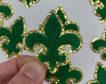 Fleur De Lis Iron On Patch, Diy Patch, Embroidery Patch, Mardi Gras Patch, Trucker Hat Patches, Purple Yellow Green, Louisiana #193