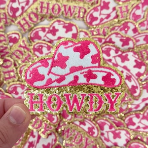 Howdy Patch Embroidered, Howdy Patch, DIY Patch, Pink Howdy Iron On, Country Girl Hat Patch, Country Patch, Cowboy, Patch for Hat #83