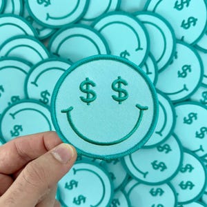 Smile Dollar Embroidered Patch, Smile Face Iron On Patch, DIY Patch, Smile Face Patch, Money Smile Face Patch, Patch for Hat, Jeans #74