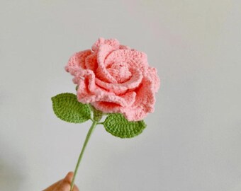 Pink Crochet Rose Flower PDF Pattern, Crochet Pattern for Bouquet, Crochet Flower Pattern Mother's Day Gifts