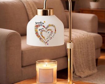 Personalisierte Oma Kerzenwärmer Lampe mit Geburtsblume, Muttertagsgeschenk für sie, Mama Garten Licht Geburtstagsgeschenk, Nana Decor Andenken