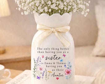 Personalisierte keramische Blumenvase für Tante, neue Tante Blumenvase Geschenk, Geschenk für Tante, Schwangerschaftansage enthüllen Geschenke Geburtstag