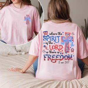 Where the Spirit of the Lord Is There Is Freedom Png, Religious Patriotic Png, Christian 4th Of July Bow, Christian Cross Png, Bible Verse