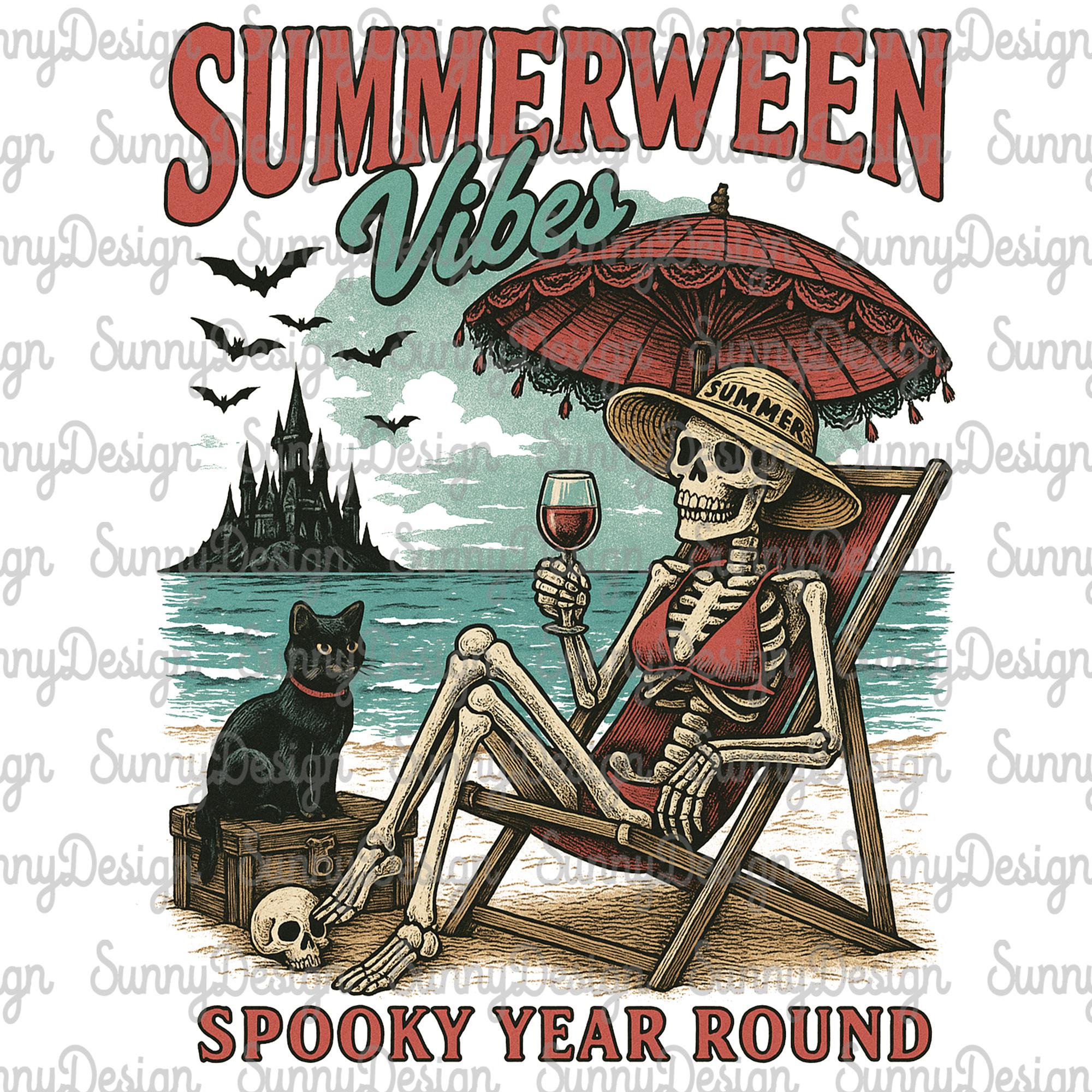 Summerween Vibes Png, Halloween in Summer Png, Spooky Year Round Png ...