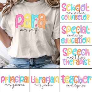School Occupation Png Bundle, Custom Teacher Name, Back to School Png, Teacher Sped Para Counselor, 1st Day Of School, Hand Drawn, Colorful