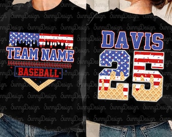 Baseball Drip Ice Creams 4th of July Png, Personalized Name Dripping American Png Bundle,Patriotic American Flag Png,Red White Blue Drip Png