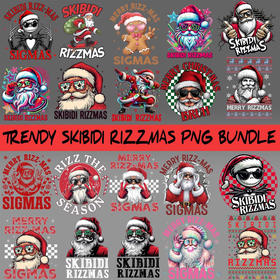 Snata Rizz Bundle Skibidi Rizzmas Christmas Png, Santa Bruh Christmas Png, Rizz ...