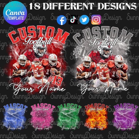 Football Mascot Shirt Editable Canva Template, Custom Homecomig and School Design, Photo Collage Shirt, 90s T Shirt PNG, DTF, Sublimation