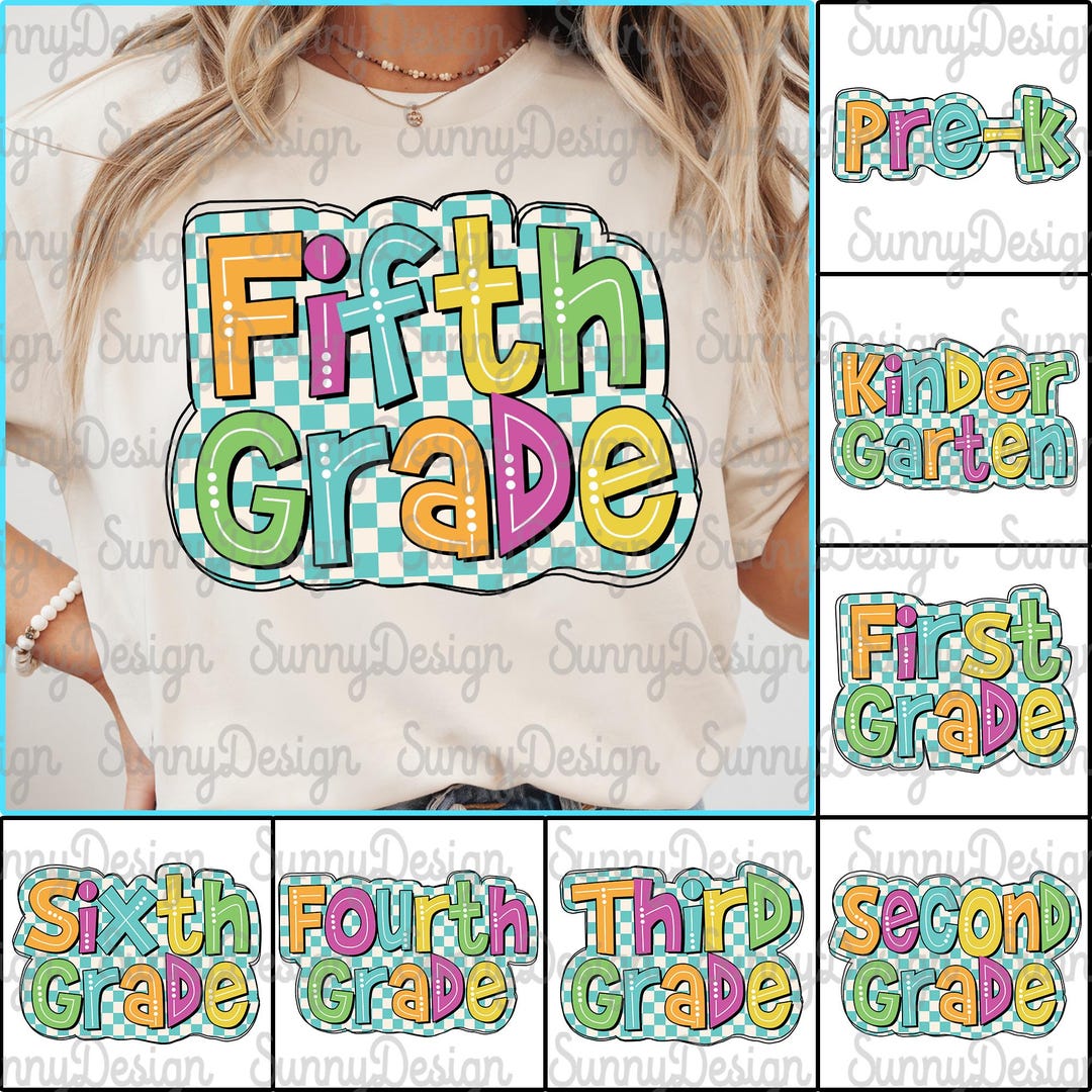 Preppy Checkards Preppy Checkered Back to School Png Bundle, Kindergarten Pre-k to Third ...