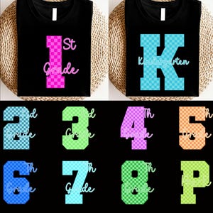 Neon Checkered Back To School Png Bundle, Neon Distressed School Png, Pre-K to 8th Grade Png, 1st Day Of School Png, Colorful School Teacher