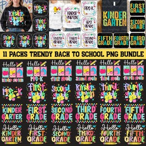 Colorful Coquette Back To School Png Bundle, Kindergarten Png, Preppy First Day Of School, Grade Png Bundle, School Teacher Png, Hand Drawn