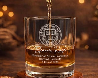 Benutzerdefiniertes Abschlusslogo Pintglas 2026, personalisiertes College-Grad-Geschenk für ihn, Universitätsklasse von 2026 Whiskyglas, College-Grad-Geschenke