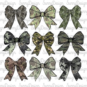 Camo Coquette Bow Png, Coquette Girly Preppy Hunting Bows Png, Bottom Land Camo Ribbons Png, Trendy Duck Camo Bow’s Digital, Camouflage Bow