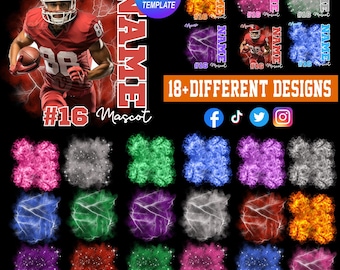Custom Football High School Bundle, Game Day Sports Football Player Canva Template Digital Design, Editable Football Mascot Shirt Template