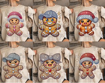 Bundle Gingerbread Christmas Png, Glitter Gingerbread Disco Png, Holiday Xmas Shirt, Vintage Christmas Png, Rhinestone Gingerbread Clipart