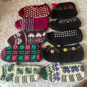 36-38no ,Handmade knitted women's slippers, Turkish-style socks, Mother's Day, grandmother, Valentine's Day, vintage sock, Anatolian product