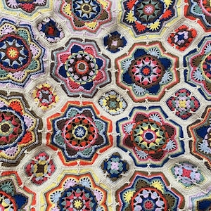 set of motif,Persian Tiles Blanket Pattern,by Jane Crowfoot,Persian motifsale,,Crochet floral square pattern for floral blanket,Gift ideas