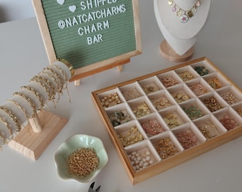 DIY Charm Bar Party Kit – 18K Gold Plated Jewelry Making Supplies (Bachelorette, Birthday, Baby Shower)