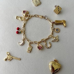 Custom Charm Bracelet - 18KGold-Plated Charms, Personalized Jewelry Gift, Tarnish Free, Waterproof