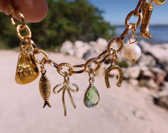 Custom Charm Bracelet: Pick Your Charms & Chain - Gold or Silver