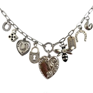 Silver Custom Charm necklace- pick your own charms & chain - create your own charm necklace - silver