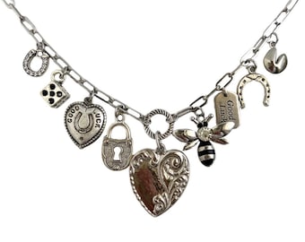 Custom Silver Charm Necklace: Pick Your Charms & Chain