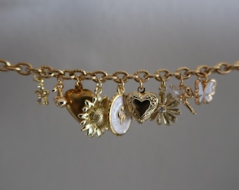 Custom Charm Bracelet - 18KGold-Plated Charms, Personalized Jewelry Gift, Tarnish Free, Waterproof
