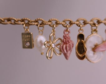 Custom CHARM BRACELET - 18KGold-Filled Charms, Personalized Jewelry Gift, Tarnish Free, Waterproof