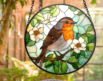 ステンドグラス　ウェーブ　サンキャッチャー 海の波模様のステンドグラスサンキャッチャー、海岸風ホーム
