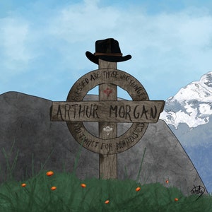Arthur Morgan Grave Fan-Drawn Poster