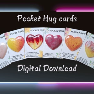 2 PDF Files Instant Download: Printable Pocket Karten 3 verschiedene Gedichte - Blumen und Herzen. Business Templates & Vendor Pocket Hugs.
