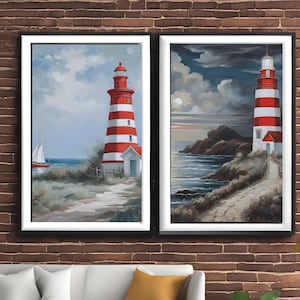 Vintage lighthouse digital download | Digital Art Print | Wall Art | AI Generated | AI Art | Digital Download | Home Decor | Printable Art