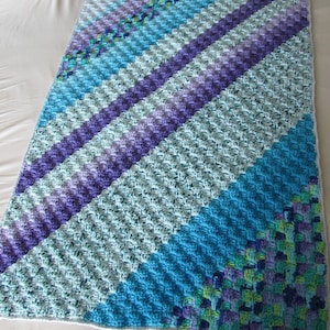 BRIGHT DIAGONAL CROCHETED Baby Blanket, 36 x 27