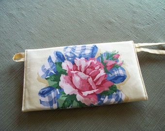 CLUTCH PURSE, Yellow with Rose Floral