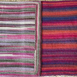 CROCHETED STADIUM THROWS, Hopscotch or Double Dutch, 35 x 43