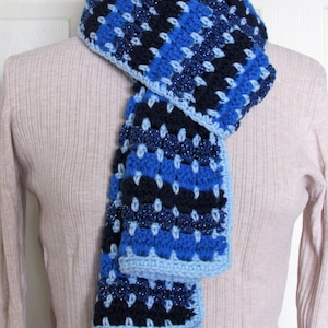 BLOCK STITCH SCARF, Crocheted, 7 x 65