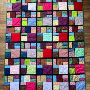COLOR BLOCKED SQUARES Quilted Throw, 51 x 62 inches