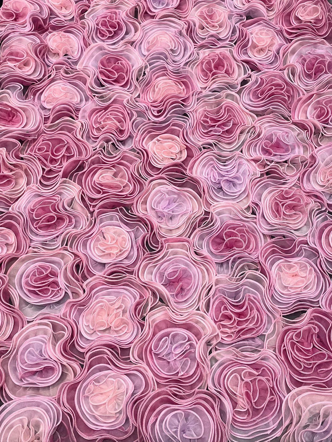 Ombre Pink Ruffle Organza Fabric: 3D Rosette Couture Texture - Etsy