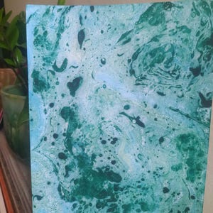 Marbled paper marble painting green