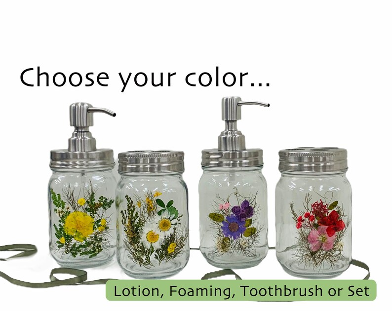 Pressed Flower Toothbrush Holder Soap or Lotion Dispenser Etsy