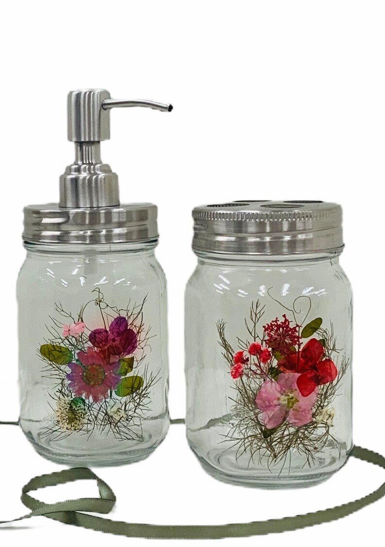 Pressed Flower Toothbrush Holder Soap or Lotion Dispenser Etsy