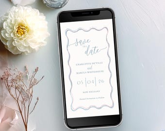 Wiggly Save the Date E-vite: Playful Smartphone Announcement (Editable Template) | CR109