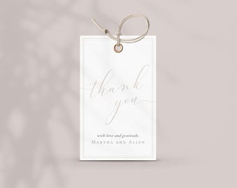 Calligraphic Wedding Favor Tags: Elegant Script, Editable Template (Digital Download) | CR104