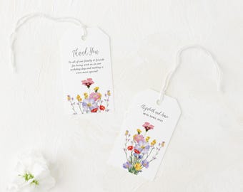 Wildflower Wedding Favor Tags Template: Spring Floral Gift Labels (Editable Online) | CR102