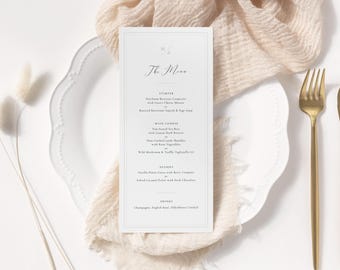 Essence Wedding Menu Template: Slim Border, Minimalist Design (Editable Digital Download) | CR104